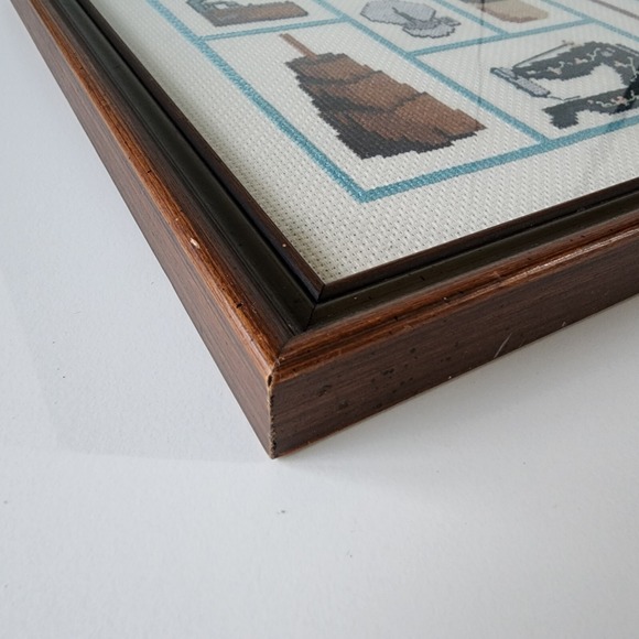 Nostalgic Designs Cross Stitch Framed Picture Cottage Cabin Sewing Machine Churn - Picture 13 of 16